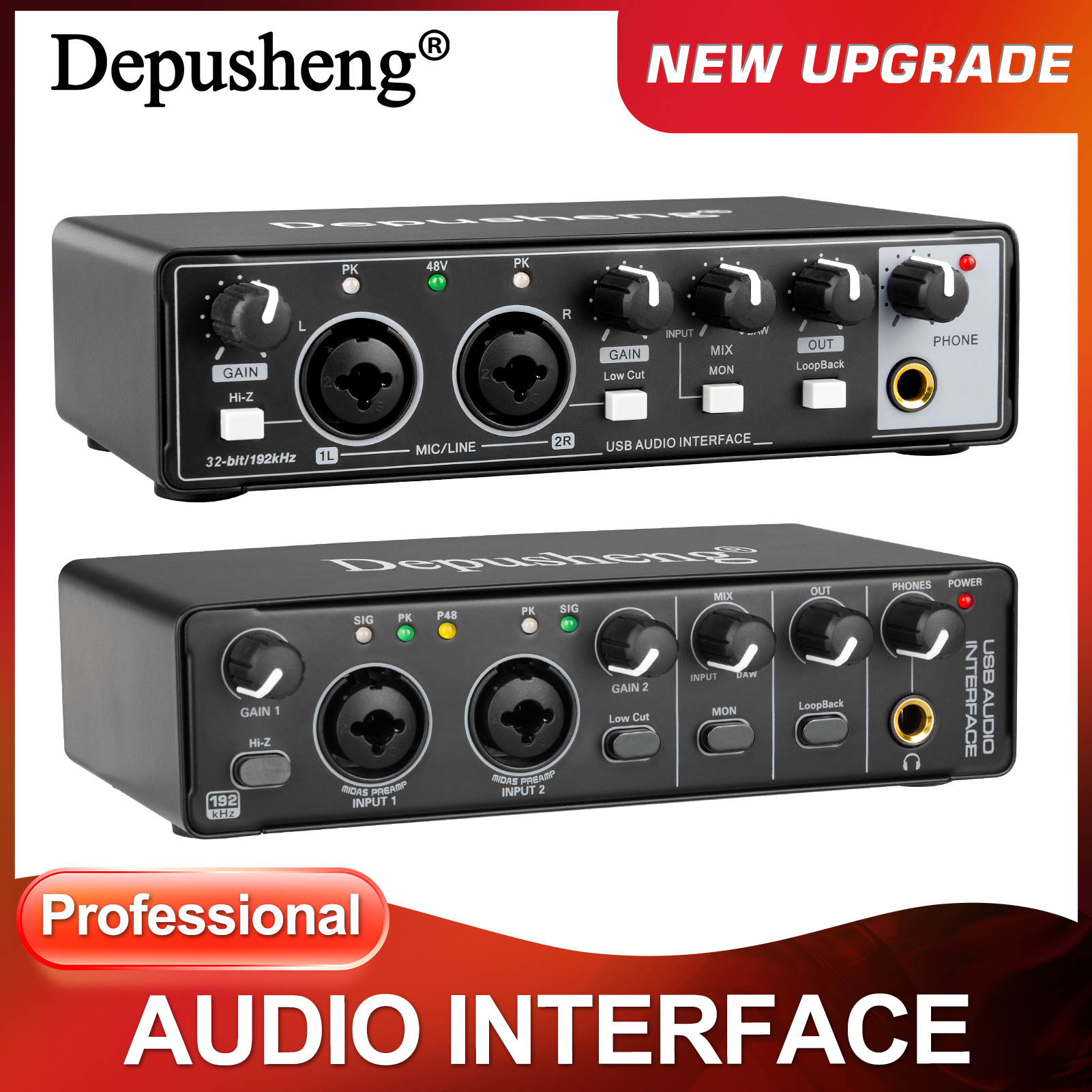 Audio Music Interface - Audio Interface Portable Sound Card Mixer