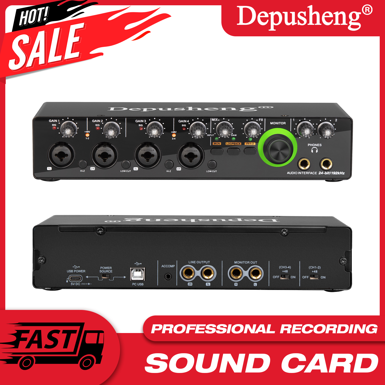 Audio Music Interface - Newest 4 Channel Audio Sound Card