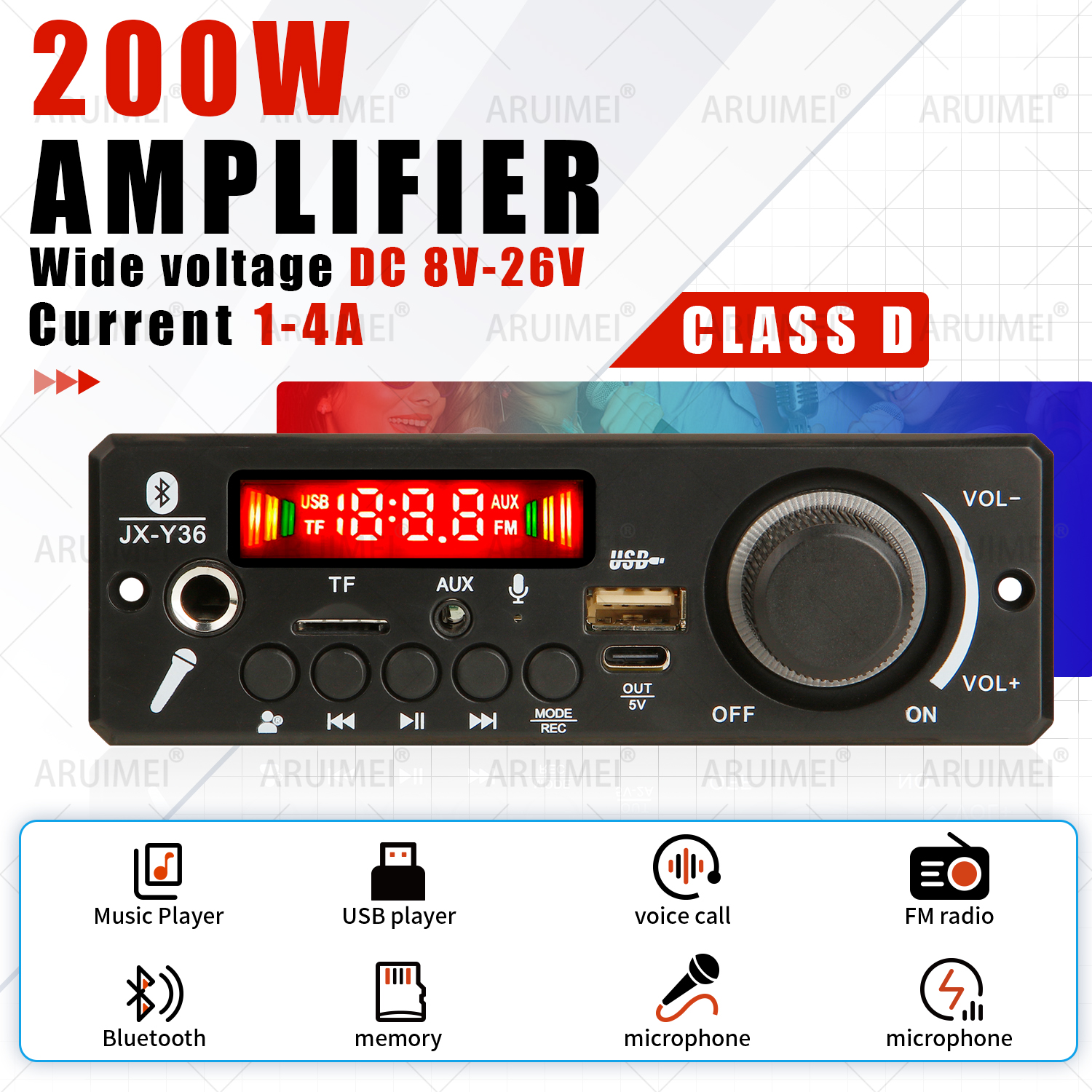 Audio Music Volume - ARUIMEI 200W Amplifier Bluetooth Decoder Board