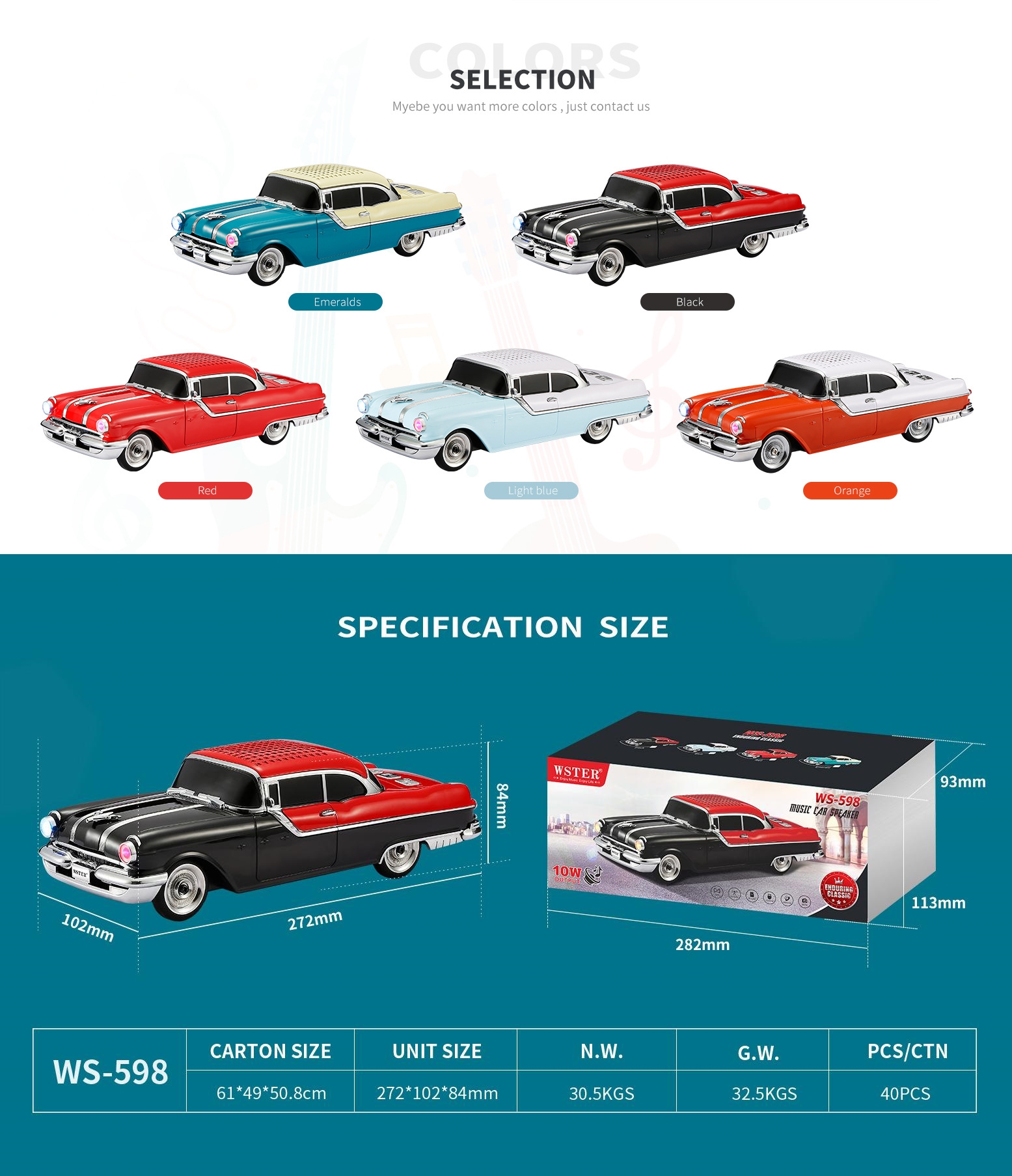 WS-598 Retro Car Model Bluetoo - Audio Music Volume บทวิจารณ์และราคา