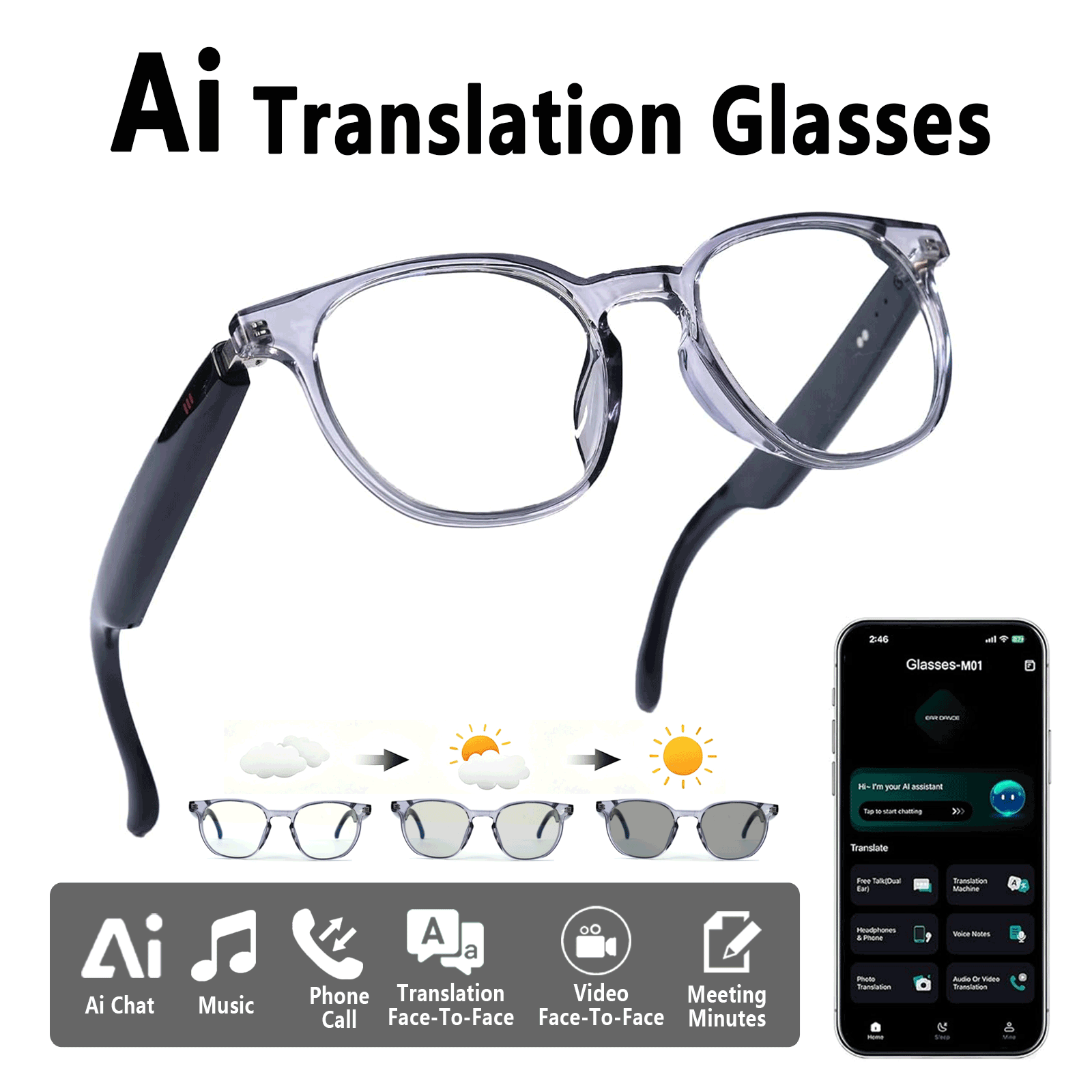 Smart Audio Glasses, Real-Time - Audio Music App บทวิจารณ์และราคา
