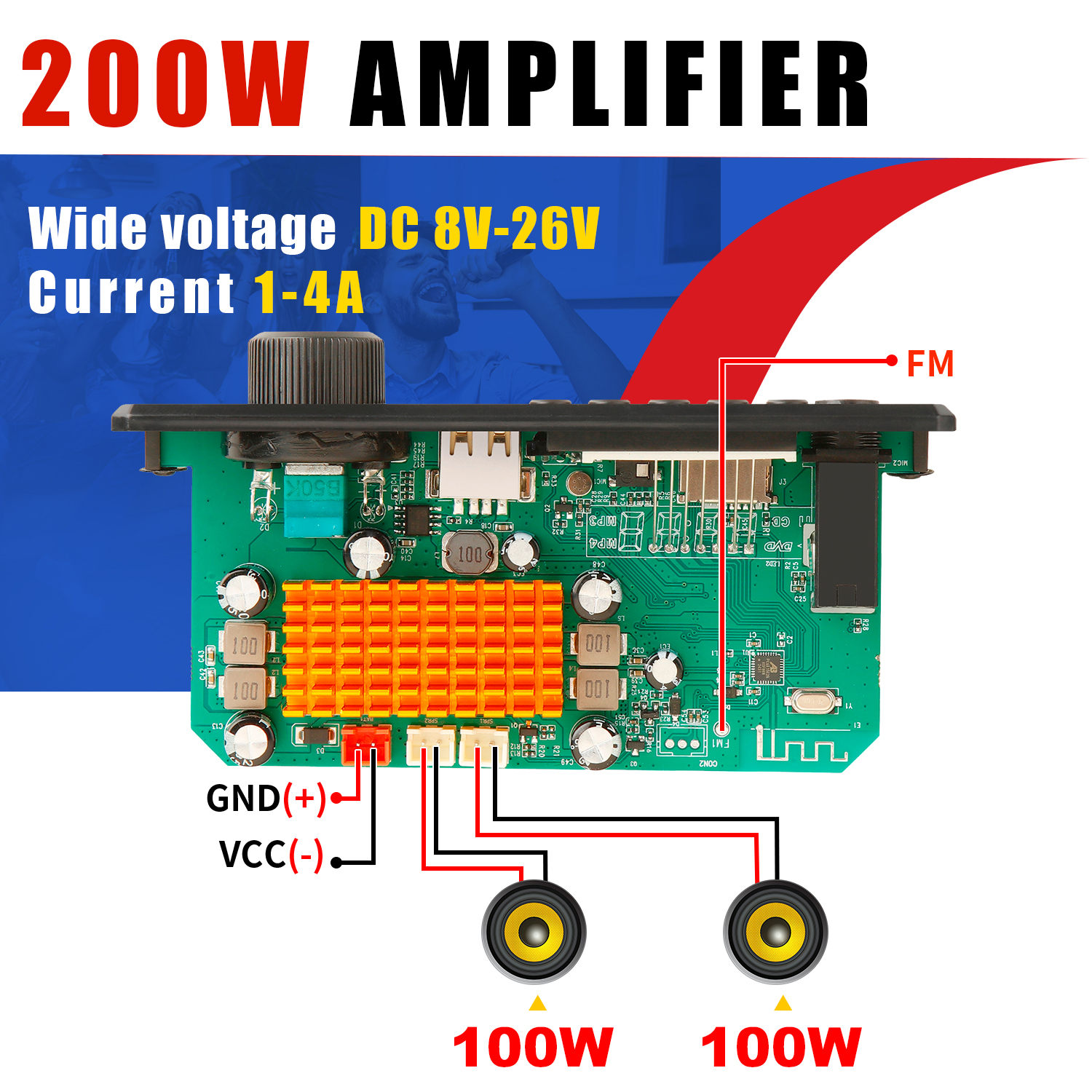 ARUIMEI  200W Amplifier  Bluet - Audio Music Volume บทวิจารณ์และราคา