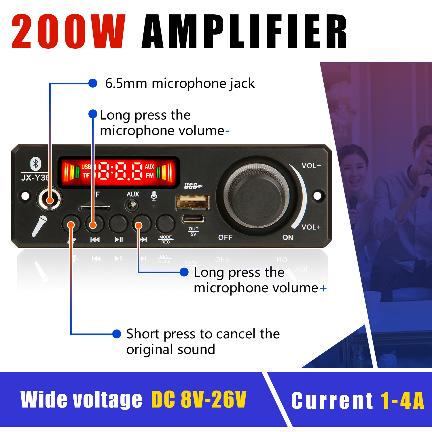 ARUIMEI  200W Amplifier  Bluet - Audio Music Volume บทวิจารณ์และราคา